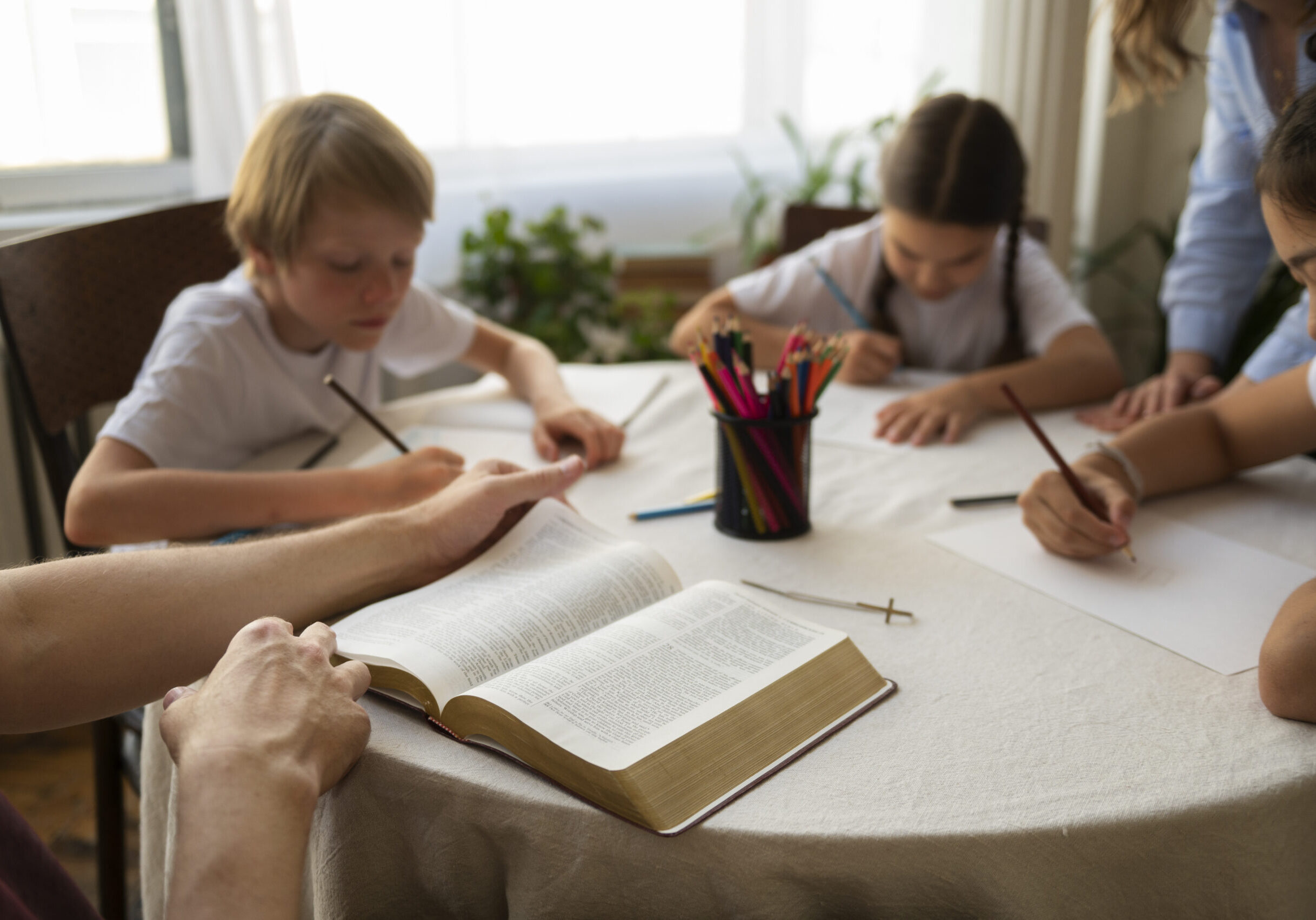 high-angle-kids-drawing-table
